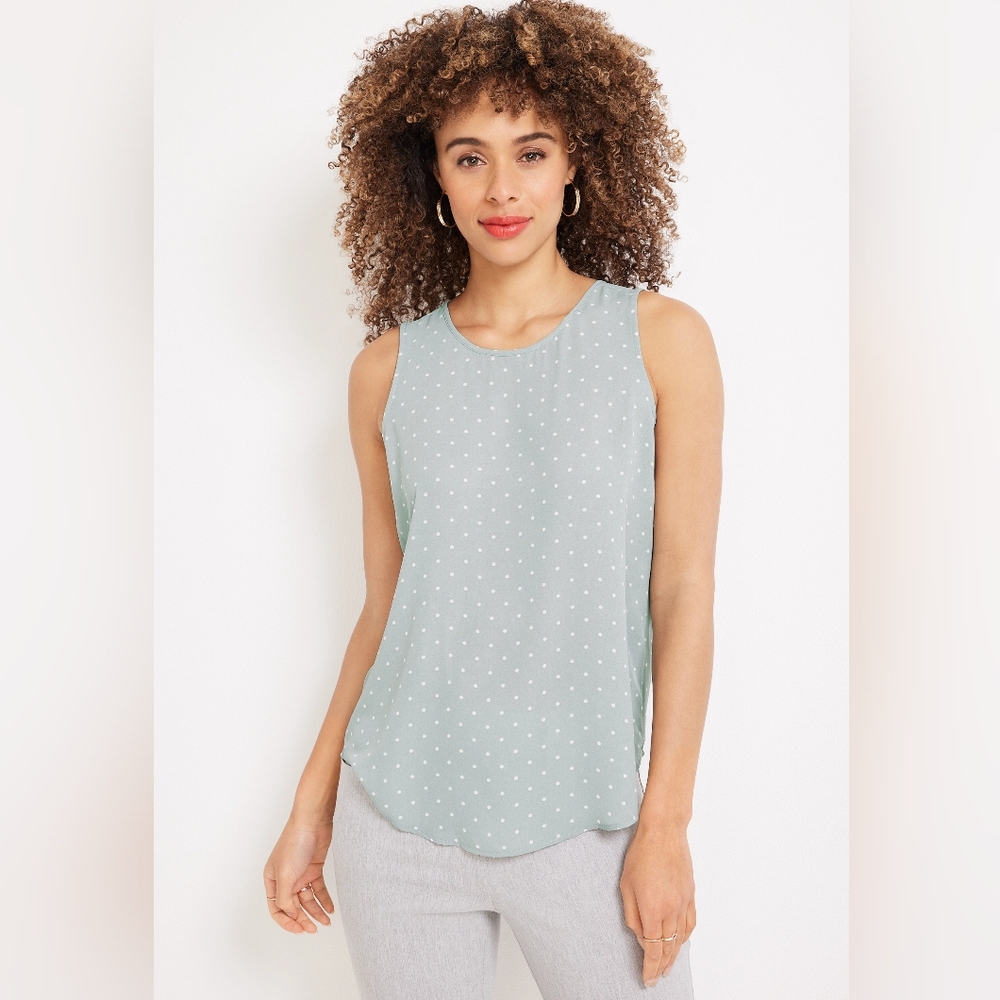 Maurices Delton Polka Dot Zipper Back Tank